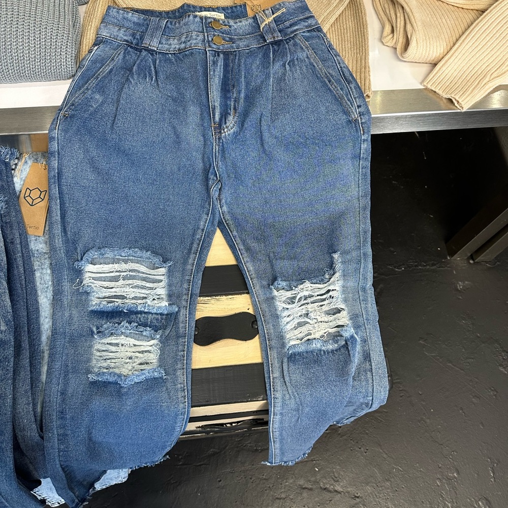 Pleated denim
